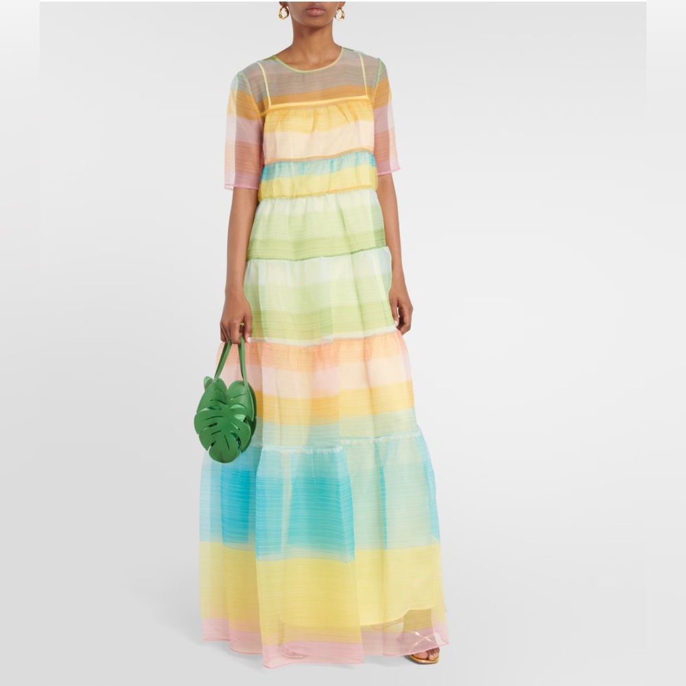 STAUD
Hyacinth striped tiered organza dress
